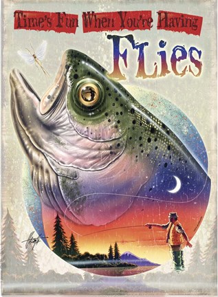 Framed Bass Fly Fish Print