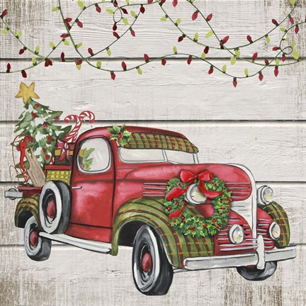 Framed Vintage Christmas Truck-C Print