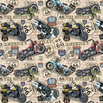Framed Vintage Motorcycles on Route 66-Y Print