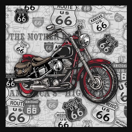Framed Vintage Motorcycles on Route 66-1 Print