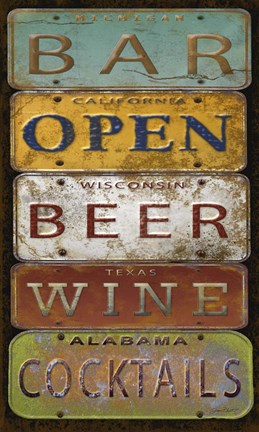 Framed License Plates - Bar Print