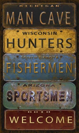 Framed License Plates - Man Cave Print