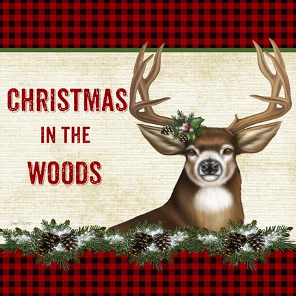 Framed Christmas in the Woods - Deer Print