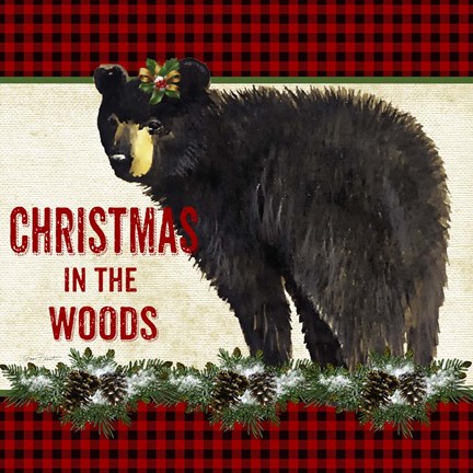 Framed Christmas in the Woods - Bear Print