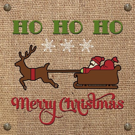 Framed Christmas on Burlap - Ho Ho Ho Print