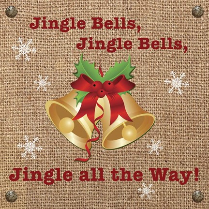 Framed Christmas on Burlap - Jingle Bells Print