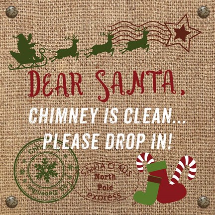 Framed Christmas on Burlap - Dear Santa Print