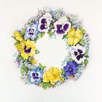 Framed Pansy Wreath Print