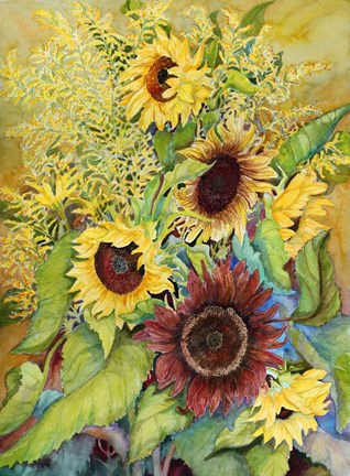 Framed Sunflowers and Goldenrods Print
