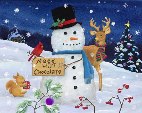Framed Hot Chocolate Snowman Print