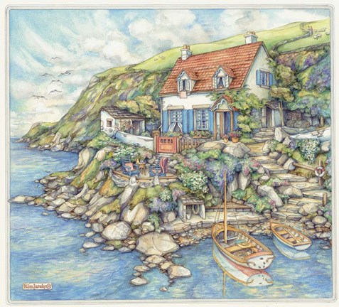 Framed Seaside Cottage Print