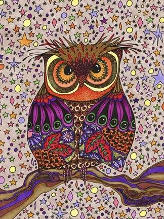 Framed Starry Night Owl Print