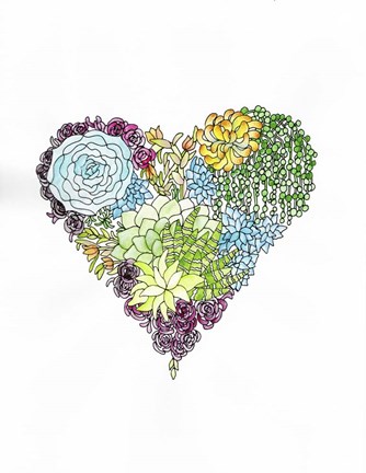Framed Watercolor Botanical Heart Print