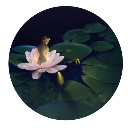 Framed Waterlilies - Circle Print