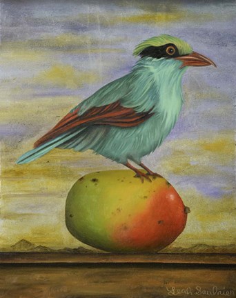 Framed Magpie On A Mango Print