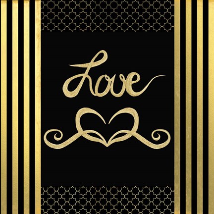 Framed Black &amp; Gold - Feathered Fashion Love Print
