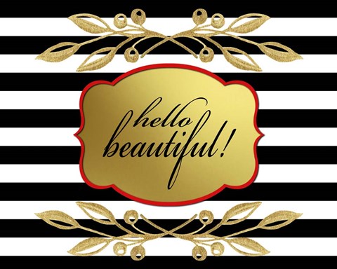 Framed Gold Hello Beautiful Print