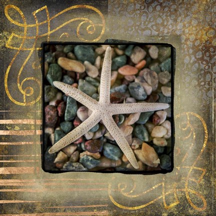 Framed Gold Sea Scape 1 Print