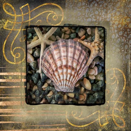 Framed Gold Sea Scape 2 Print