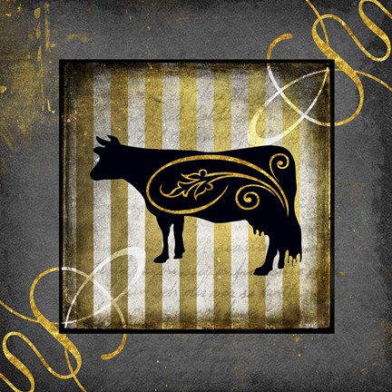 Framed Gold Welcome To Our Bistro Cow 2 Print