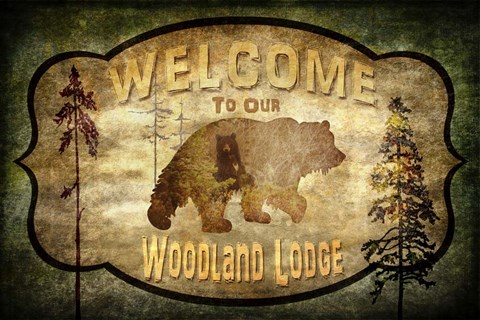 Framed Welcome - Lodge Black Bear 1 Print