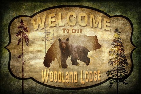 Framed Welcome - Lodge Black Bear 2 Print