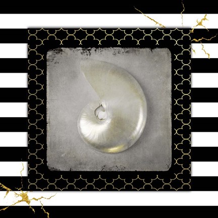 Framed Golden Sea With Stripes 5 Print