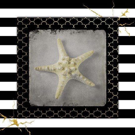 Framed Golden Sea With Stripes Print