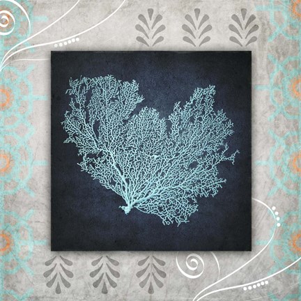 Framed Decorative Sea Leaf 1 Print