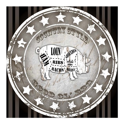 Framed Good Ol&#39; BBQ Square Pig Print