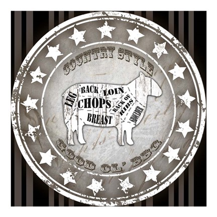 Framed Good Ol&#39; BBQ Square Sheep Print