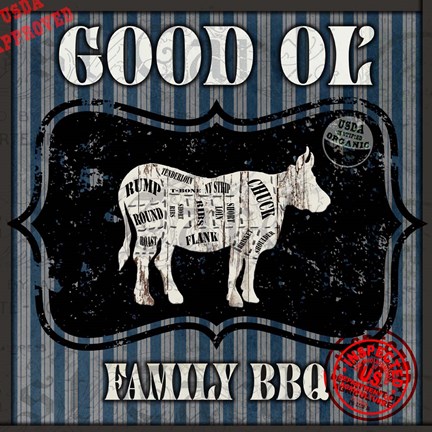 Framed Good Ol&#39; Family BBQ Square Cow Print