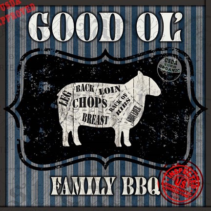 Framed Good Ol&#39; Family BBQ Square Sheep Print