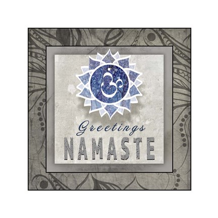 Framed Chakras Yoga Tile Namaste V3 Print