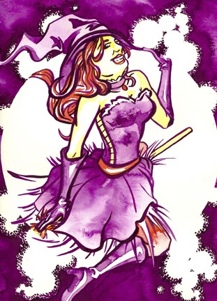 Framed Laughing Witch Print