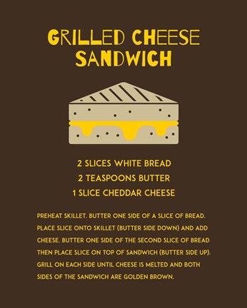 Framed Grilled Cheese Sandwich Recipe Brown Print