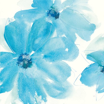 Framed Aqua Mint Clematis I Print