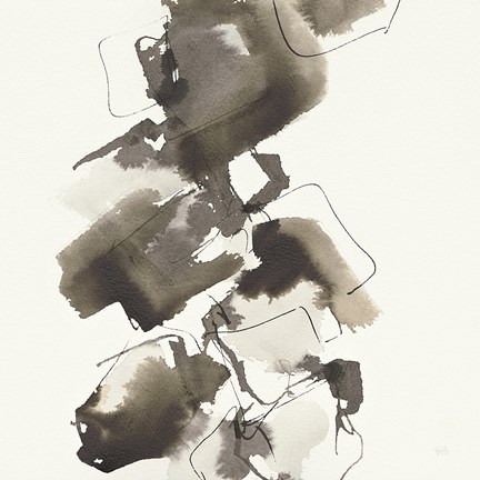 Framed Stacked II Greige Print