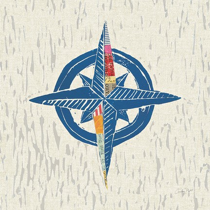 Framed Nautical Collage I on Linen Print