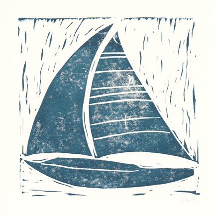 Framed Nautical Collage on White IV Print