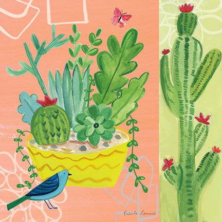 Framed Cacti Garden IV Print