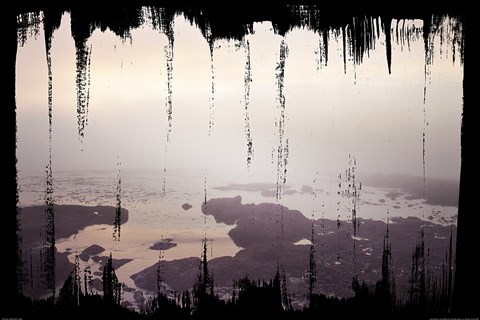 Framed Painted Seaside I on Black Print