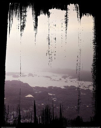 Framed Painted Seaside III on Black Print