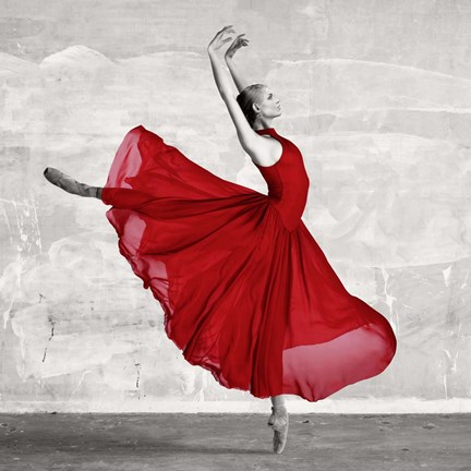 Framed Ballerina in Red (detail) Print