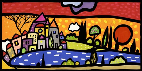 Framed Tramonto sul Lago Print