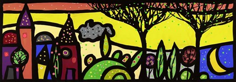 Framed La Luna Canta sul Piccolo Borgo Print