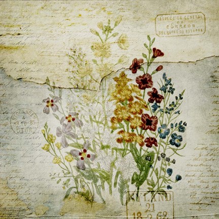 Framed Flower Print Grunge One Print