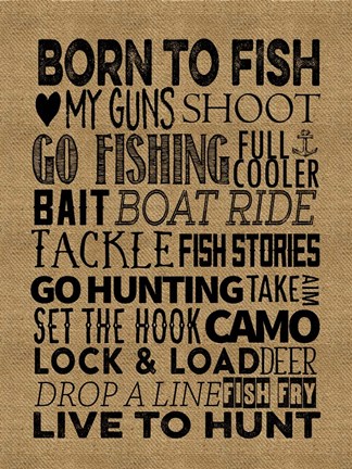 Framed Fishing Hunting Burlap Print