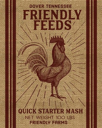 Framed Friendly Feeds Rooster Print
