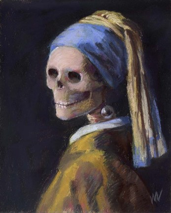 Framed Skelly with a Pearl Earring Print
